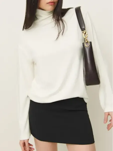 Slim Knit White Turtleneck